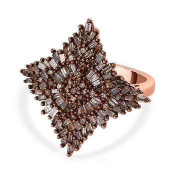 Nat&uuml;rlicher Champagner Diamant Ring 925 Silber Ros&eacute;gold Vermeil (Gr&ouml;&szlig;e 16.00) ca. 1.00 ct