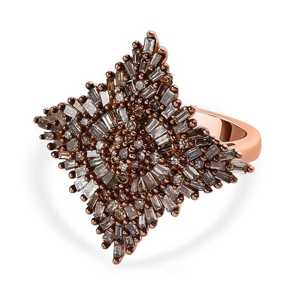 Nat&uuml;rlicher Champagner Diamant Ring 925 Silber Ros&eacute;gold Vermeil (Gr&ouml;&szlig;e 16.00) ca. 1.00 ct