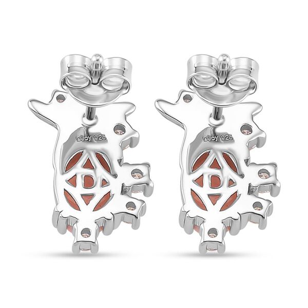 D'Joy Natürlicher Rosa Königsmuschel Perle, Moissanit Ohrringe 925 Silber rhodiniert image number 5