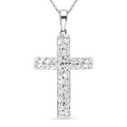 Diamant Kreuz-Anhänger mit Kette, 925 Silber platiniert ca. 0.50 ct