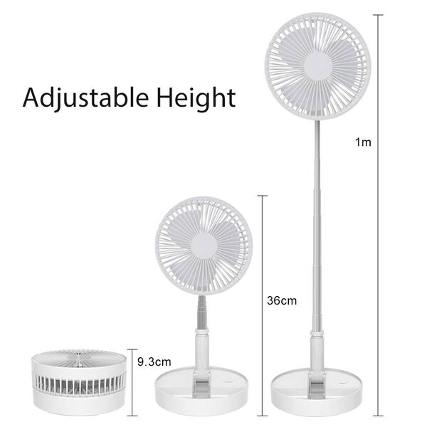 3-in-1 faltbarer Ventilator, 4 Geschwindigkeiten, Batterie inkl., Weiß  image number 2