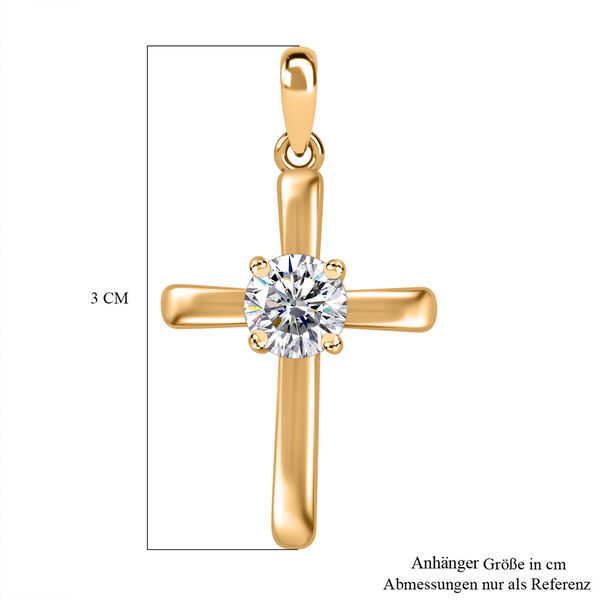 Moissanit Kreuz Anh&auml;nger, 925 Silber vergoldet - 0,76 ct. image number 6
