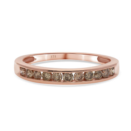 Champagner Diamant Half Eternity-Ring, zertifiziert I2-I3, 375 Roségold (Größe 19.00) ca. 0,50 ct
