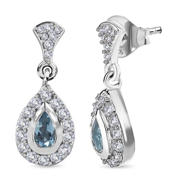 Santamaria Aquamarin und Zirkon Ohrringe, ca. 1,06 ct