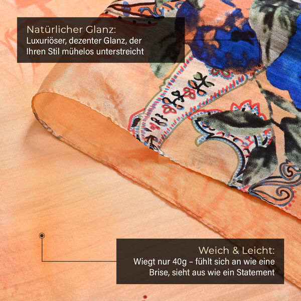 Chaos by Elsie Blumenmuster Echtleder Crossbody Tasche mit RFID-Schutz und Mini-Taschenlampe und LA MAREY Schal aus 100 % Maulbeerseide image number 14