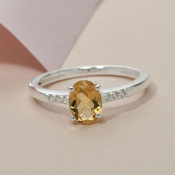 Citrin und Zirkon Ring 925 Silber  ca. 0,82 ct image number 2