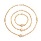 3er Set Goldene Muschelkernperlen-Schmuckst&uuml;cke, bestehend aus Armband (ca. 19 cm) und zwei Halsketten (ca. 40 cm und 50 cm), gelb vergoldet