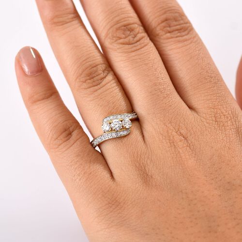Lab Grown Diamant SI Ring 925 Silber 750 Gelbgold Vermeil (Größe 20.00) ca. 1,00 ct image number 2