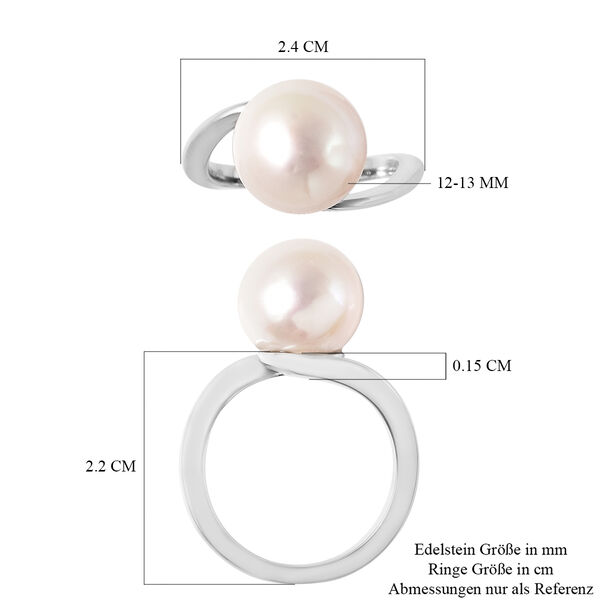 Weiße Edison Perle Solitär Ring 925 Silber Platin-Überzug image number 5