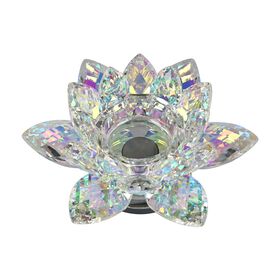 Kristallklare Lotusblume Kerzenhalter mit Drehsockel 18x7,5 cm, Nordlicht