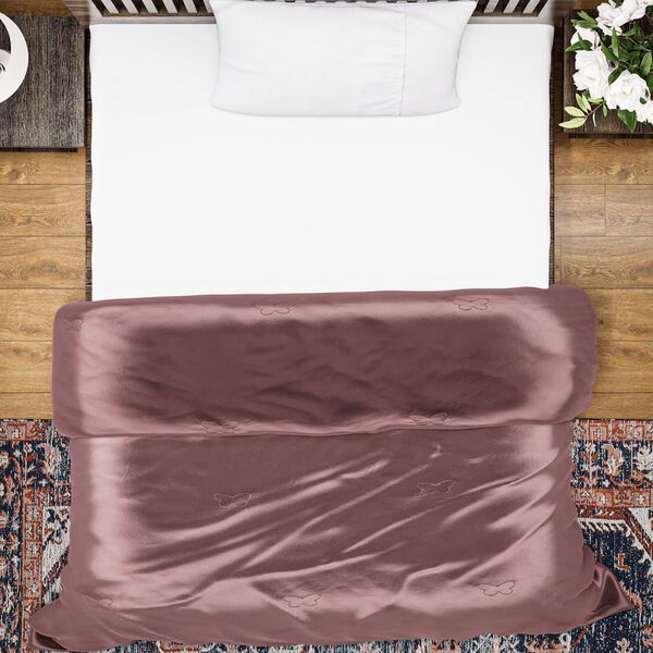 Serenity Night - 100% Maulbeerseide Sommerseidendecke mit Seidenf&uuml;llung Daunenkissen und Seidenkissenbezug Mauve image number 14