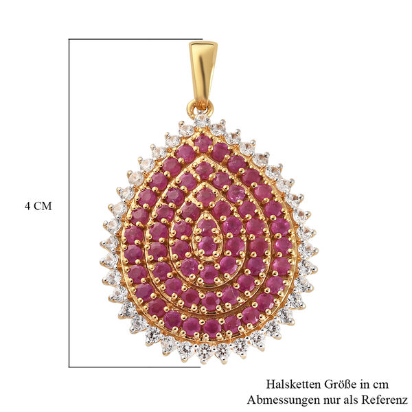 Afrikanischer Rubin und Zirkon-Cluster-Anh&auml;nger in Silber image number 7