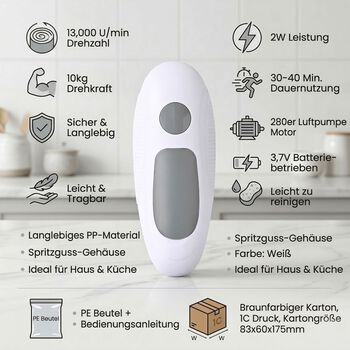 Elektrischer Dosen&ouml;ffner, 3.7 Volt, kompakt, Wei&szlig;