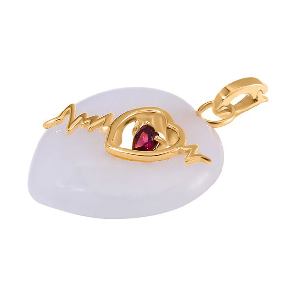 Wei&szlig;e Jade, Rhodolith Granat Anh&auml;nger 925 Silber Gelbgold Vermeil ca. 36,00 ct image number 4