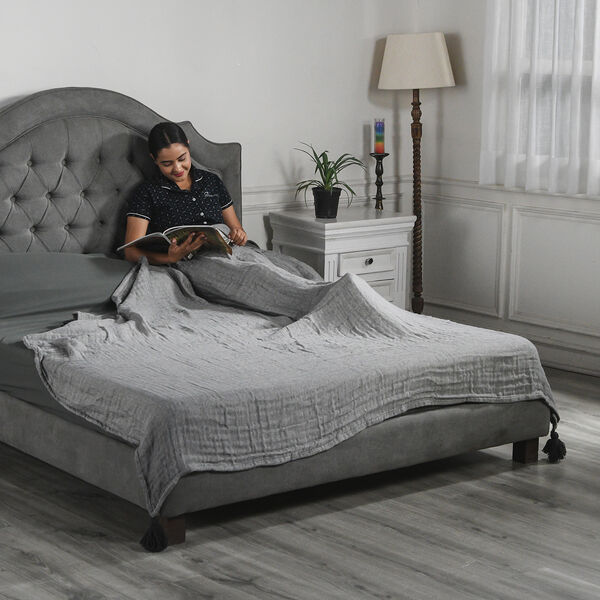 100% Musselin-Baumwolle: 3-lagige Sommerdecke, 160x200 cm, Grau