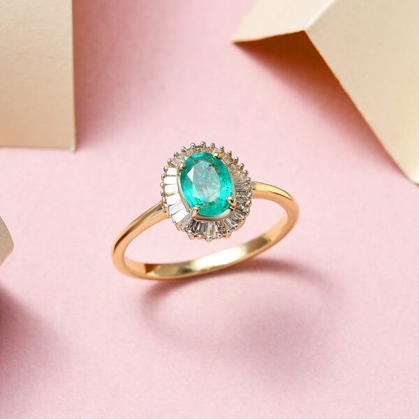 AAA Kolumbianischer Smaragd- und wei&szlig;er Diamant ring, 585 Gold (Gr&ouml;&szlig;e 18.00), ca. 1.00 ct image number 2