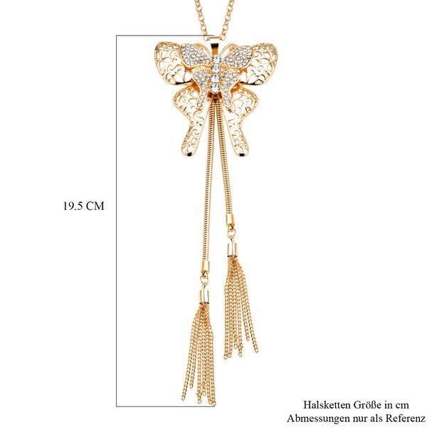 Wei&szlig;e Kristall-Schmetterling-Halskette in Goldton, 73,75 cm - 1,50 ct. image number 5