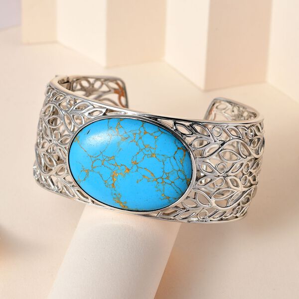 Blauer Türkis-Armreif, 19cm - 59,55 ct. image number 2