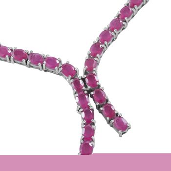 Afrikanisches Rubin (Fissure gef&uuml;llt) Collier, ca. 45 cm, 925 Silber platiniert ca. 11.61 ct