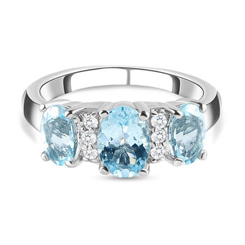 Espirito Santo Aquamarin-Ring, 925 Silber platiniert (Gr&ouml;&szlig;e 16.00) ca. 1,59 ct