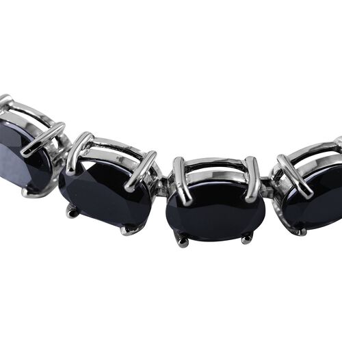 Schwarzes Spinell Armband, ca. 20 cm, 925 Silber platiniert ca. 47,30 ct image number 1