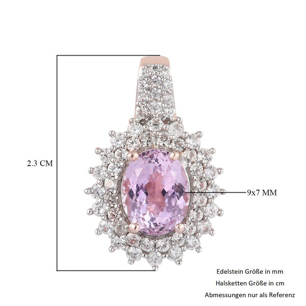 Martha Rocha Kunzit und Zirkon Halo Anhänger 925 Silber Rosevergoldet ca. 3,07 ct image number 6