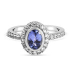 AA Tansanit und Zirkon Halo Ring 925 Silber platiniert  ca. 1,44 ct image number 0
