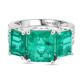 D'Joy Smaragd Triplett Quarz und Zirkon Ring - 7,16 ct.
