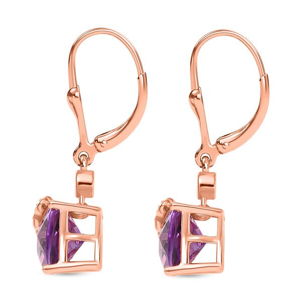 D'Joy AAA Rose De France Amethyst, Weißer Zirkon Ohrringe 925 Silber 750 rosévergoldet ca. 4.37 ct image number 3