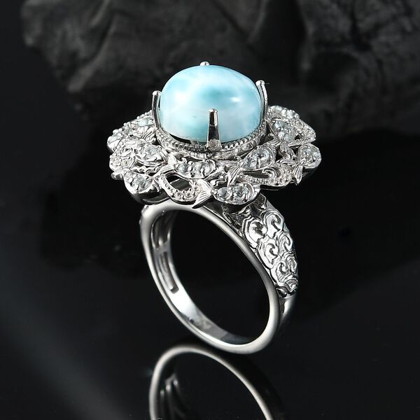 Larimar, himmelblauer Topas und Zirkon Ring - 8,91 ct. image number 1