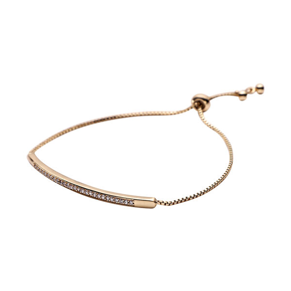 Wei&szlig;es Zirkonia Bolo-Armband, ca. 15-23 cm, reines Messing ca. 2,00 ct image number 3