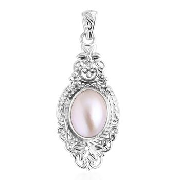 Wei&szlig;e Mabe Perle (16x12 mm) Anh&auml;nger 925 Silber