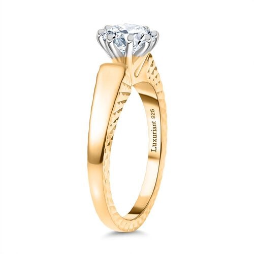 Lab Grown Diamant SI Ring 925 Silber 750 Gelbgold Vermeil (Größe 18.00) ca. 1,00 ct image number 4