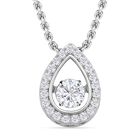 Weißer Zirkonia-Anhänger mit Edelstahl-Kette, 925 Silber rhodiniert ca. 1,15 ct