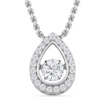 Wei&szlig;er Zirkonia-Anh&auml;nger mit Edelstahl-Kette, 925 Silber rhodiniert ca. 1,15 ct