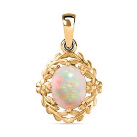 AA Natürlicher, äthiopischer Welo Opal Anhänger 925 Silber 750 Gelbgold Vermeil ca. 1,23 ct.