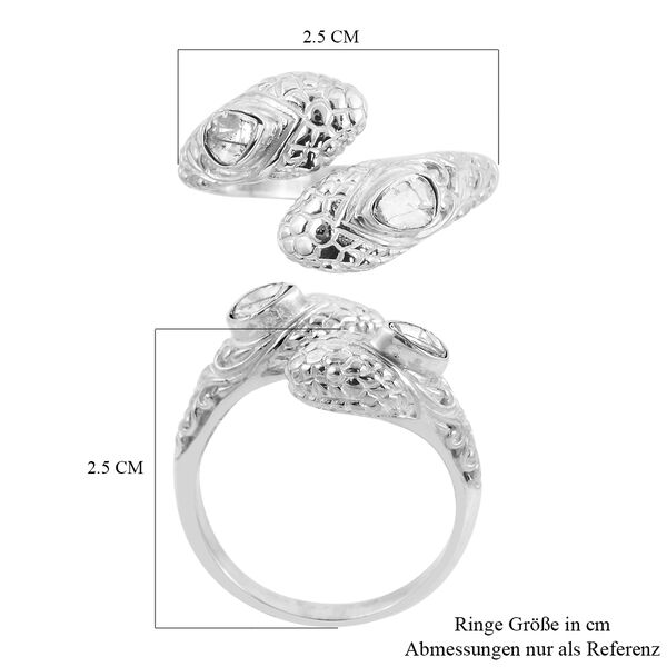 Royal Bali Kollektion - Polki Diamant Bypass-Ring, 925 Silber  ca. 0,36 ct image number 3