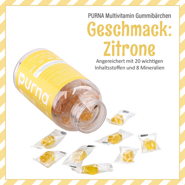 PURNA Vitamin C, D3 und Zink 60 Gummib&auml;rchen, Zitronengeschmack image number 1