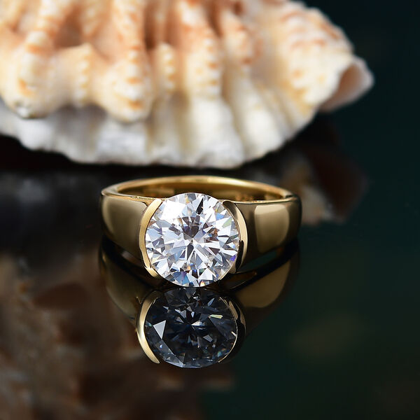 Moissanit Ring, 925 Silber 750 Gelbgold Vermeil - 2,97 ct. image number 3