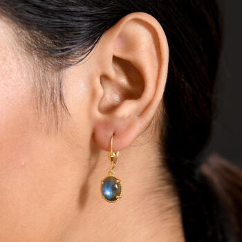 D'Joy AAA Labradorit Ohrringe 925 Silber 750 Gelb Vergoldet ca. 5.29 ct