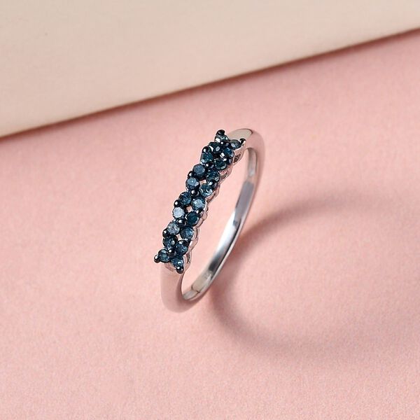 Blauer Diamant-Ring, 925 Silber platiniert (Gr&ouml;&szlig;e 20.00) ca. 0.25 ct image number 2