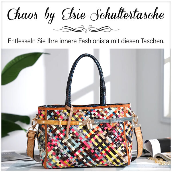 Chaos by Elsie - 100% gewebter Echtleder Tasche mit RFID schutz, 35x24x15 cm, gl&auml;nzend image number 8