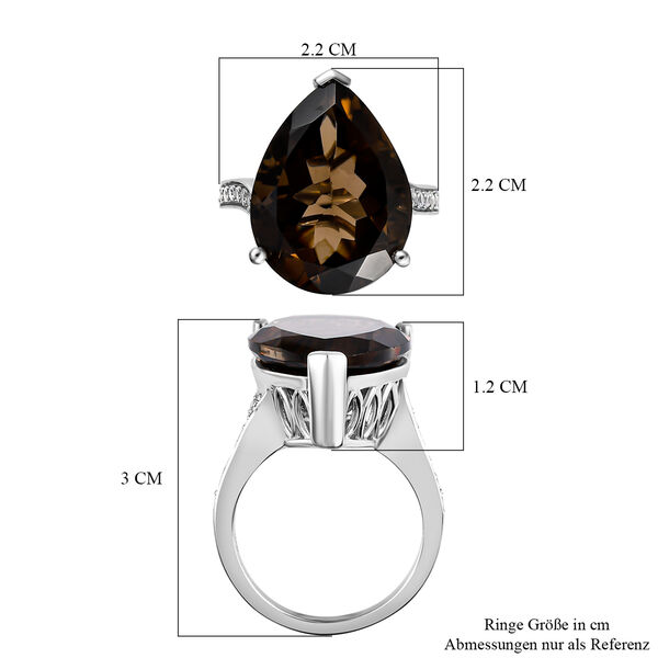 Rauchquarz Ring, 925 Silber platiniert, ca. 15,14 ct image number 6