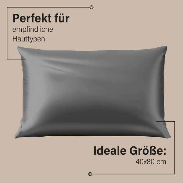 SERENITY NIGHT: Premium-Kollektion, 2er-Set - Kissenbez&uuml;ge aus 100% Maulbeerseide, Schwarz&nbsp; image number 2