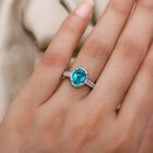 Capri Blau Triplett Quarz und Zirkon Ring 925 Silber Platin-Überzug image number 2