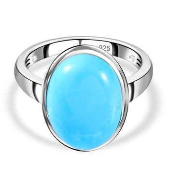 Sleeping Beauty T&uuml;rkis Ring 925 Silber platiniert (Gr&ouml;&szlig;e 18.00) ca. 6,71 ct