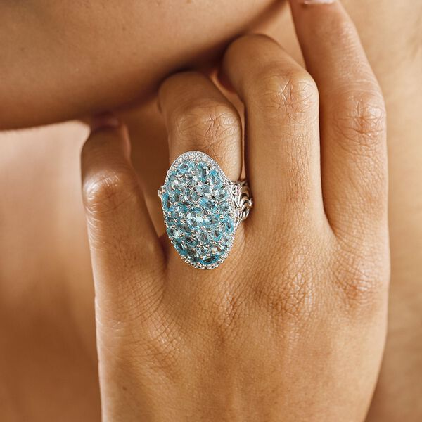 Betroka blauer Apatit, rosa Turmalin und Zirkon-Ring - 6,25 ct. image number 3