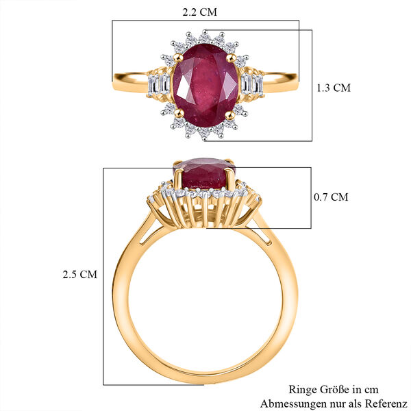 D'Joy Afrikanischer Rubin (Fissure gefüllt), Weißer Topas Ring 925 Silber 750 Gelbgold Vermeil (Größe 21.00) ca. 3,13 ct image number 6