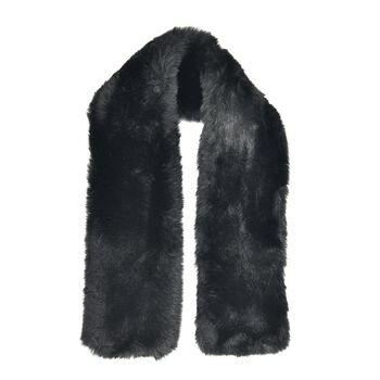 Kunstfell-Kreuzschal, Schwarz