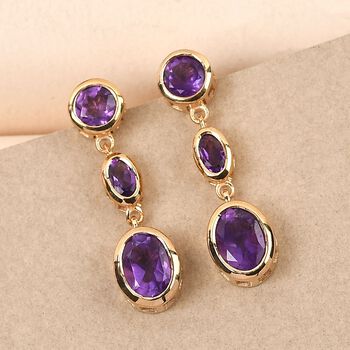 Afrikanische Amethyst-Ohrringe, 925 Silber vergoldet ca. 3,69 ct
